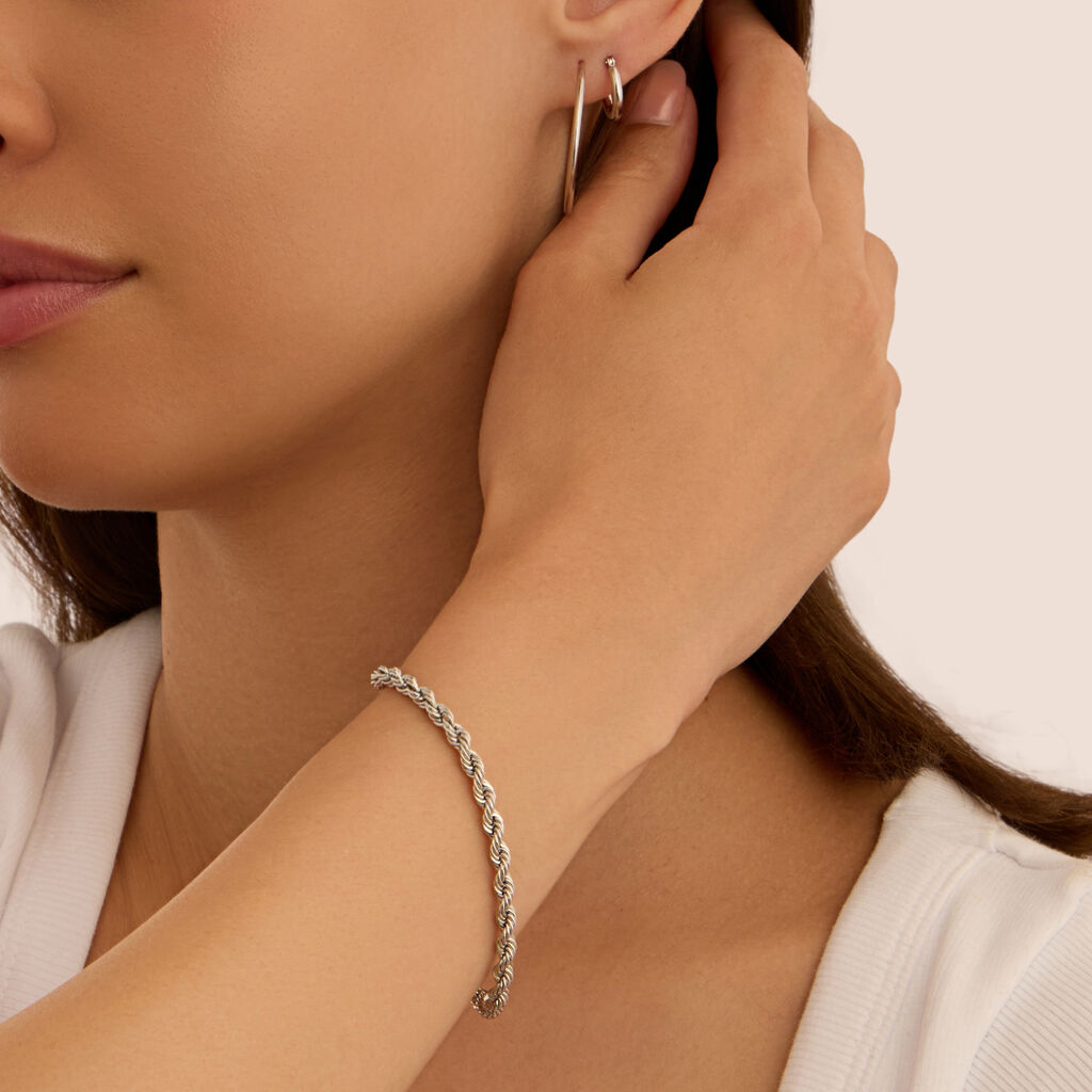 Orecchini A Cerchio Toujours Oro Bianco - Orecchini a Cerchio Donna | Stroili