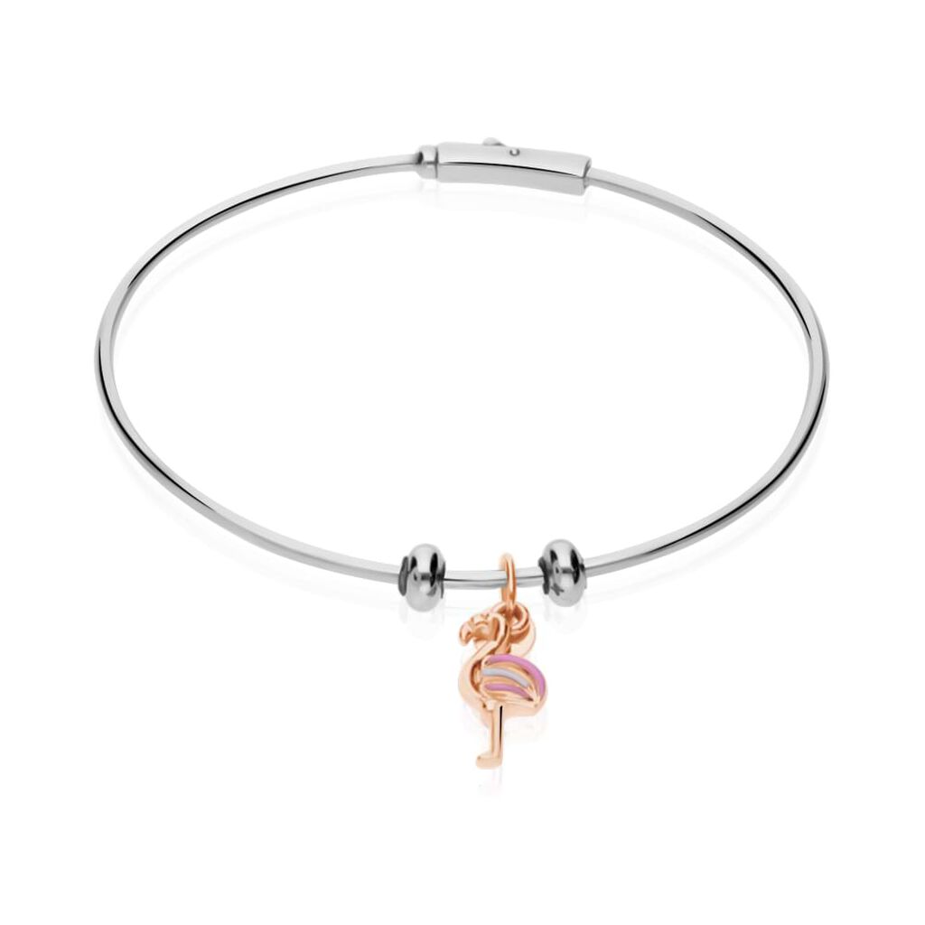 Charm fenicottero in argento rosato e smalto