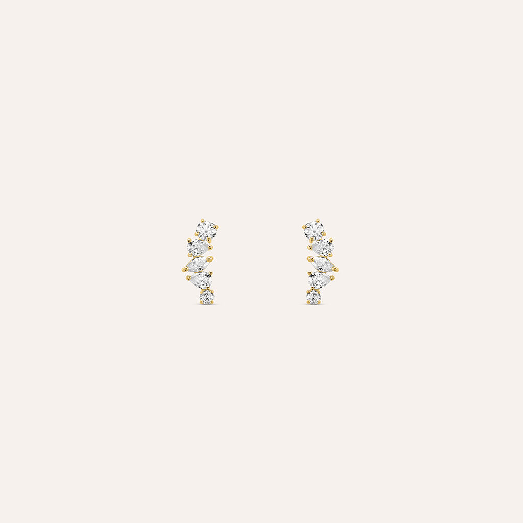 Orecchini Lobo Bon Ton Oro Giallo Cubic Zirconia - Regalo per Cerimonie Religiose Donna | Stroili