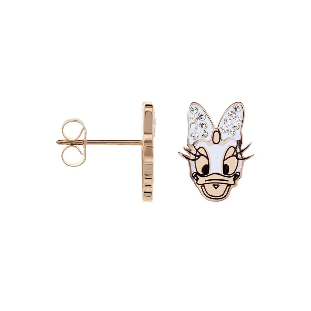 Orecchini Lobo Mickey Mouse & Friends Acciaio Rosa Cristallo - Orecchini a Lobo Donna | Stroili