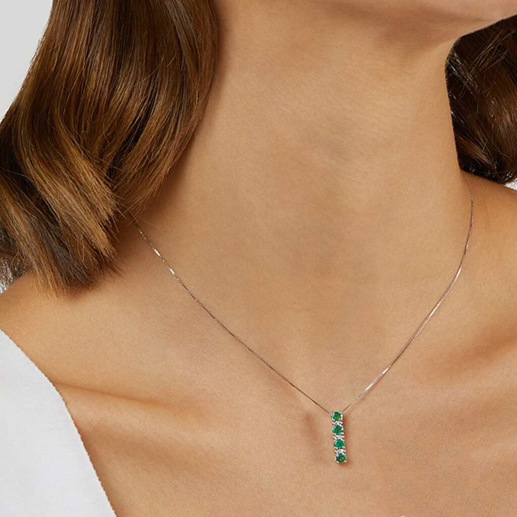 Collana Elizabeth Crown Oro Bianco Smeraldo Diamante - Collane Donna | Stroili
