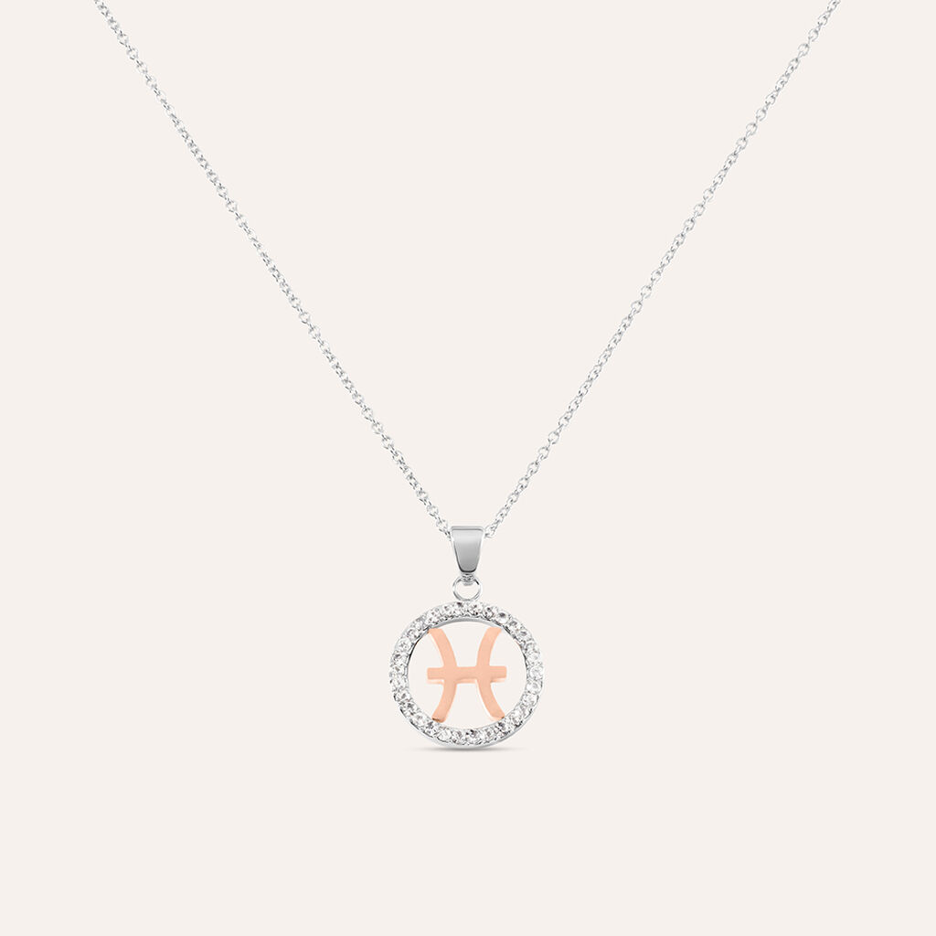 Collana Sunrise Acciaio Bicolore Bianco / Rosa Cubic Zirconia