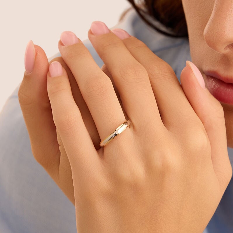 Fede Comoda 3 mm Oro Bicolore Diamante - Anelli con Incisione Donna | Stroili