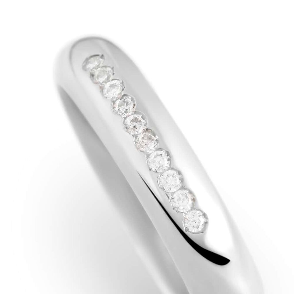 Fede Classica Leggera 4 mm Oro Bianco Diamante - Anelli con Incisione Donna | Stroili