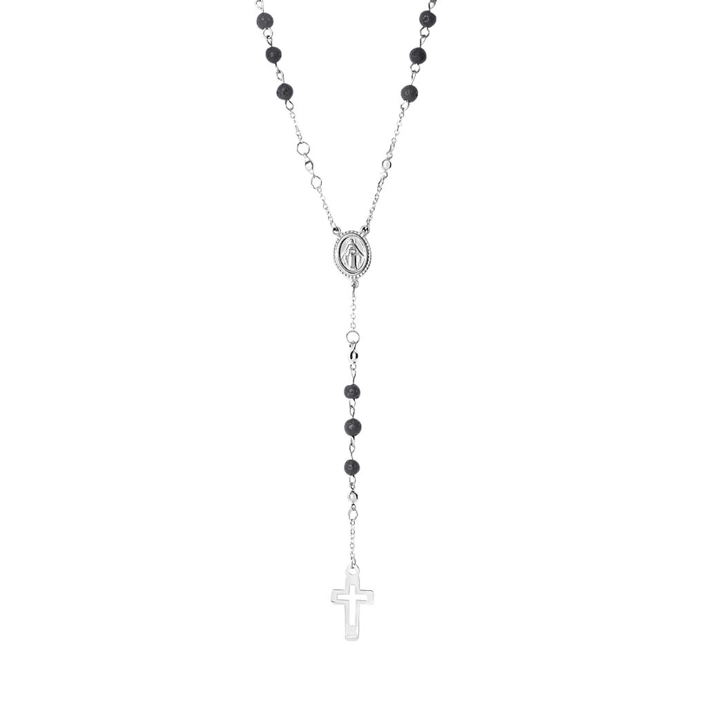 Collana Rosario Man Code Acciaio Pietra lavica - Collane Rosario Uomo | Stroili