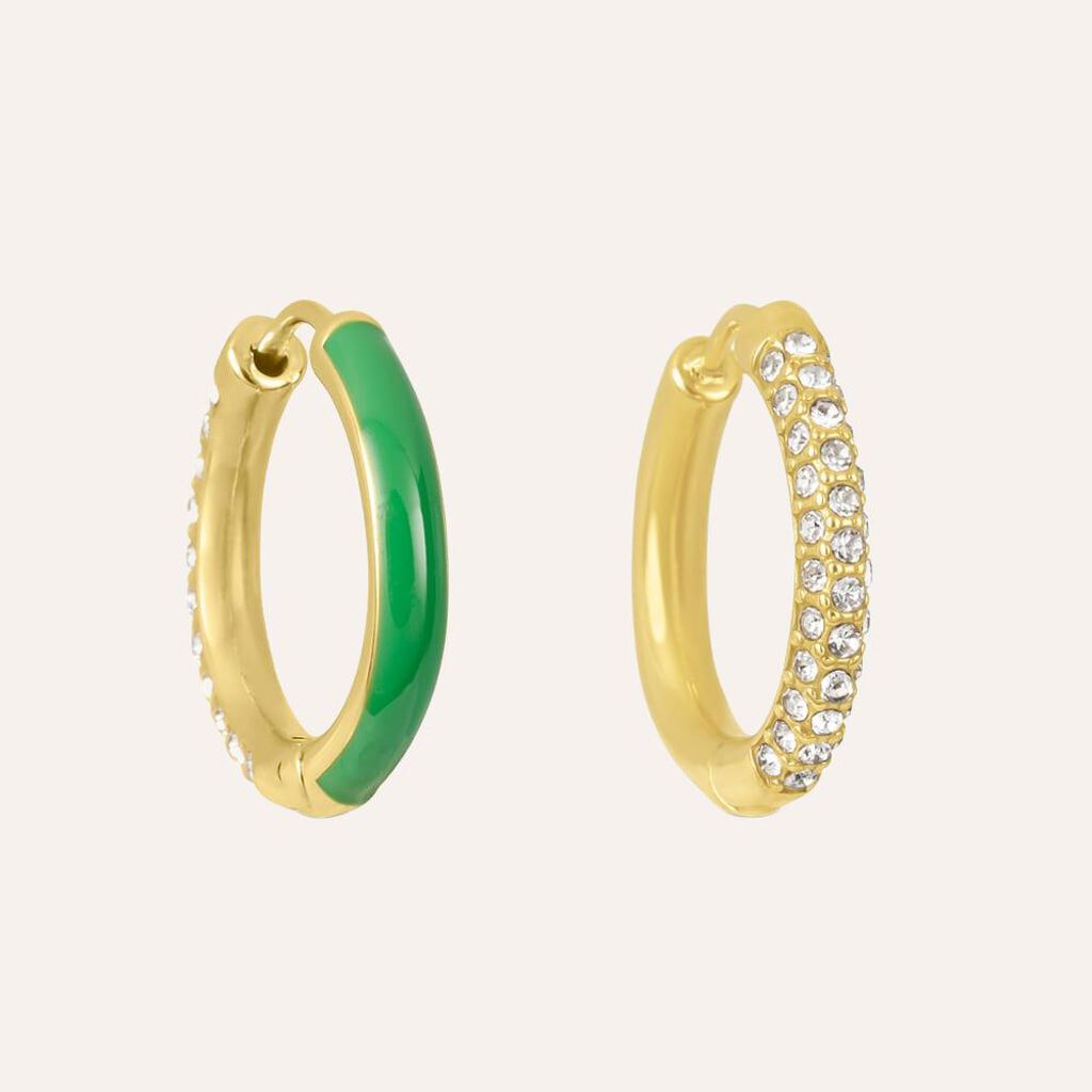 Orecchini A Cerchio Lady Sweet Acciaio Dorato Cristallo