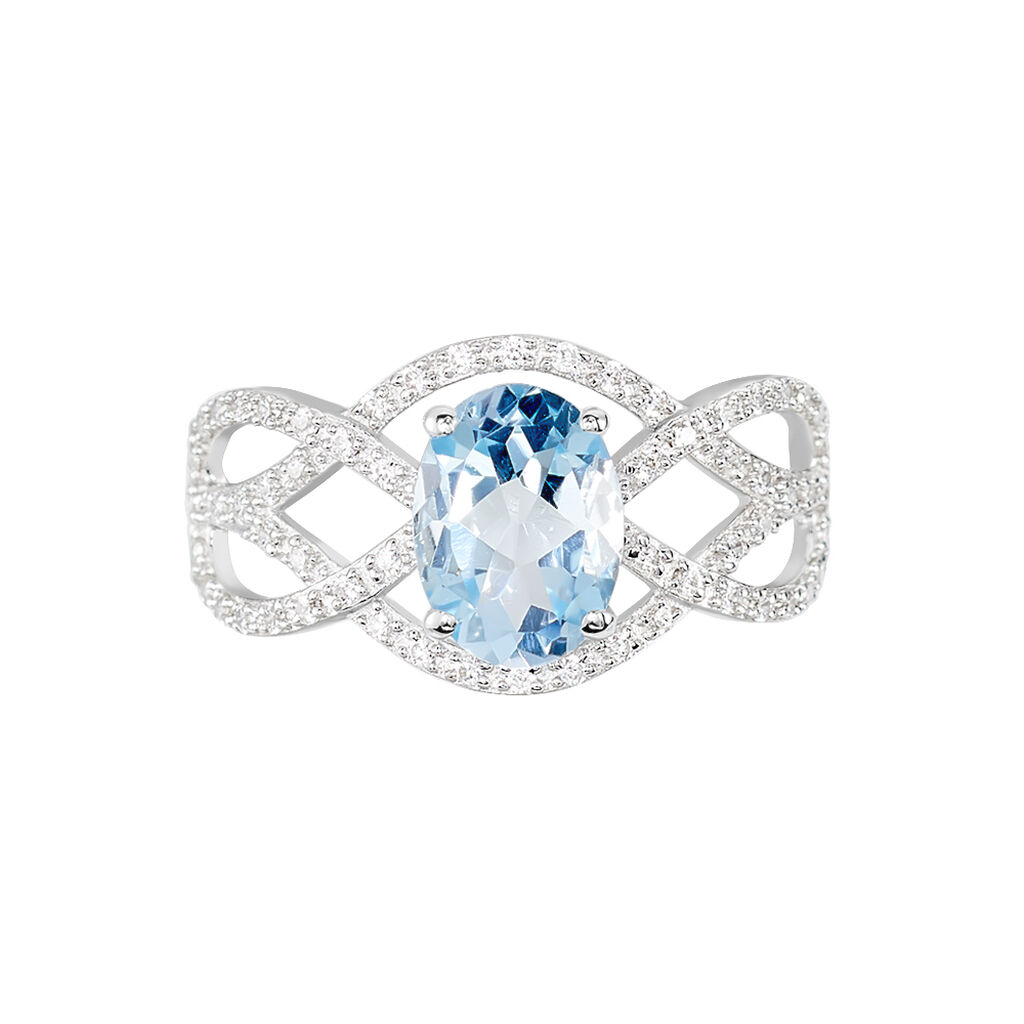 Anello Am&eacute;lie Oro Bianco Topazio Cubic Zirconia