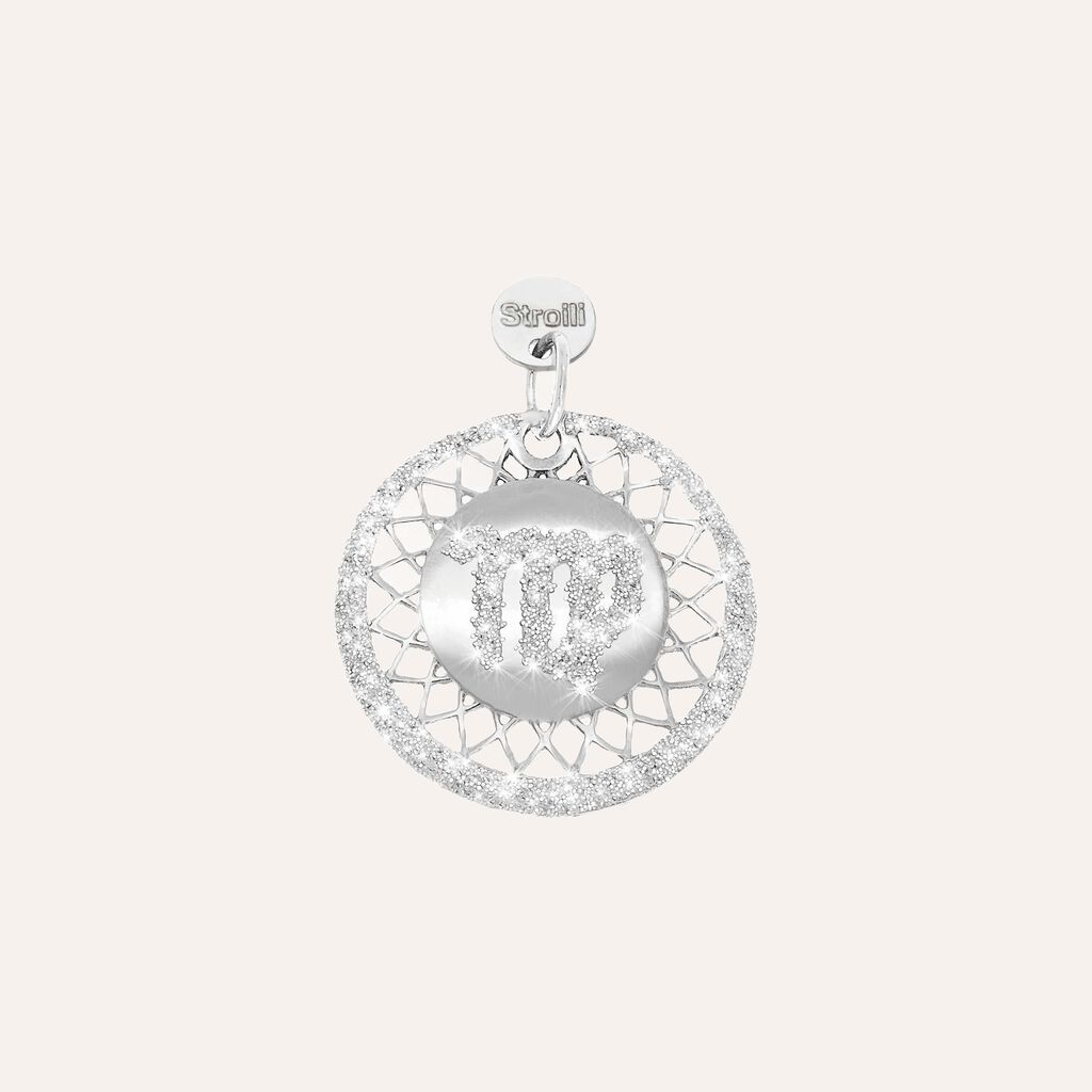Vergine. Charm in argento 925 rodiato e glitter