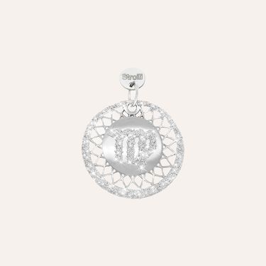 Vergine. Charm in argento 925 rodiato e glitter