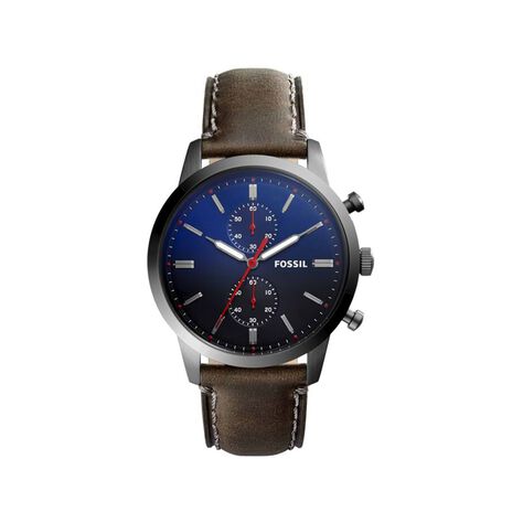 Cronografo con cassa in acciaio e cinturino in pelle marrone - Orologi Uomo | Stroili