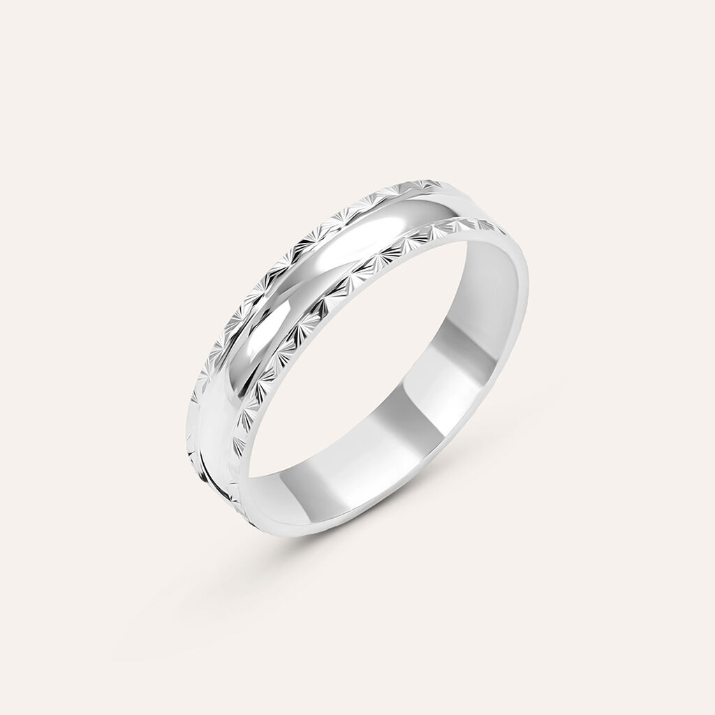 Fede Classica Diamantata 4 mm Oro Bianco - Anelli con Incisione Donna | Stroili