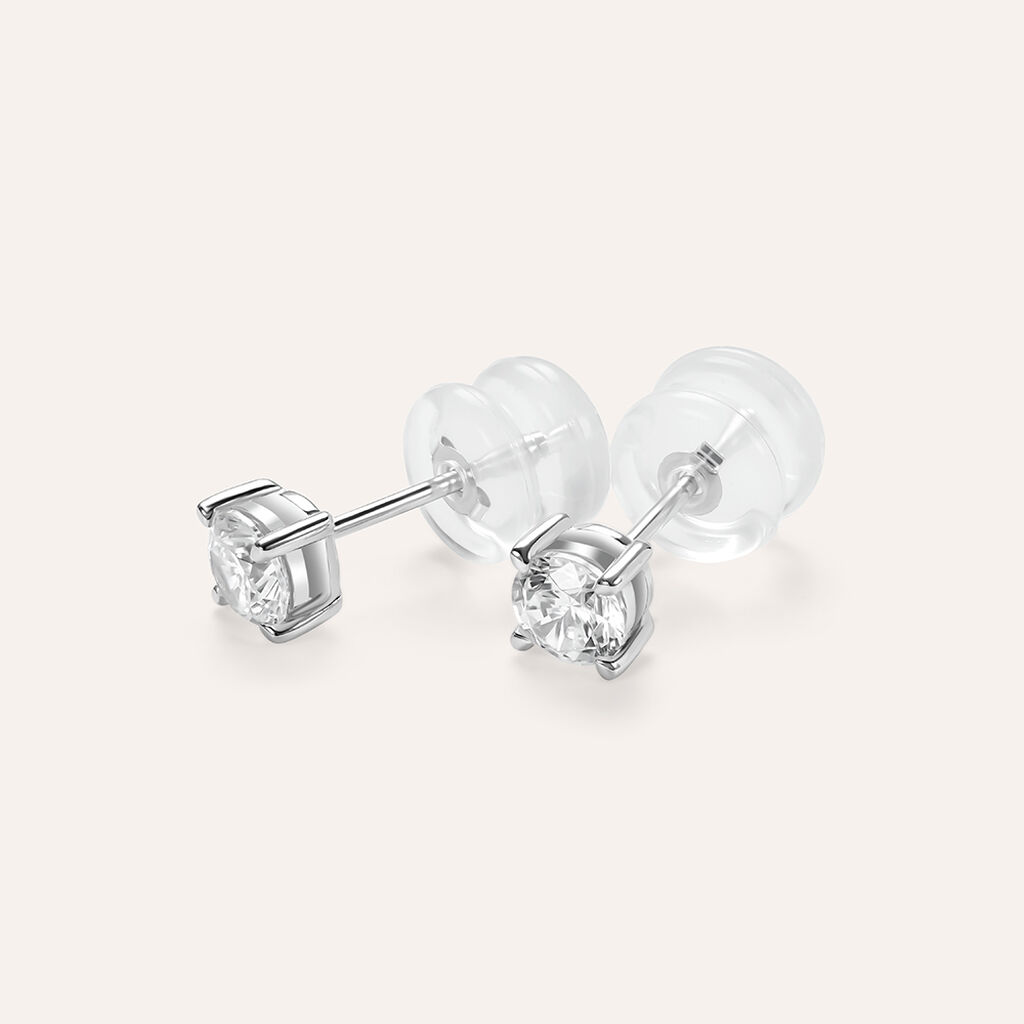 Orecchini Lobo Punto Luce Claire Oro Bianco Cubic Zirconia - Orecchini a Lobo Donna | Stroili
