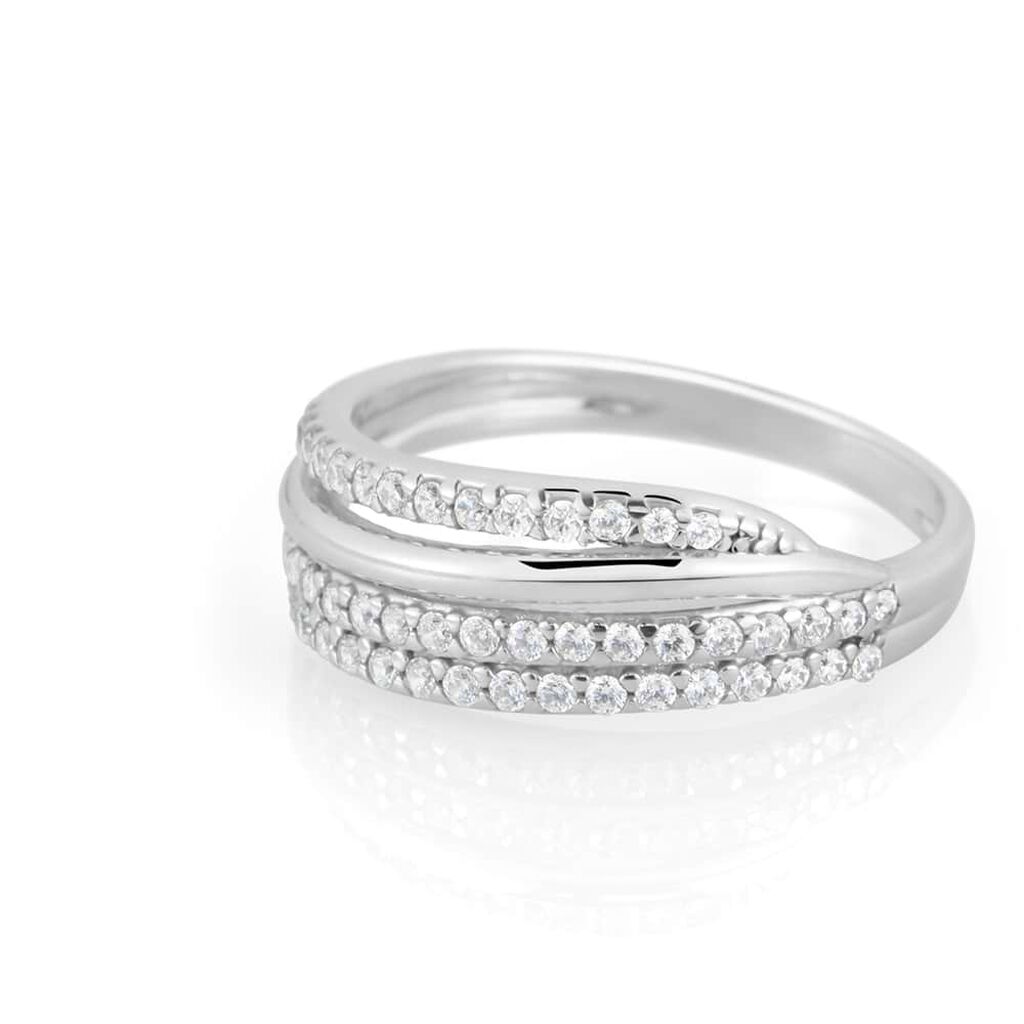 Anello Fascia Claire Oro Bianco Cubic Zirconia - Anelli a Fascia Larga Donna | Stroili