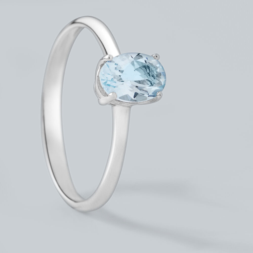Anello Solitario Acquamarina Oro Bianco Acquamarina 1686218 Stroili