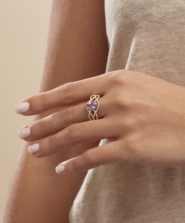 Anello Am&eacute;lie Oro Giallo Ametista Cubic Zirconia