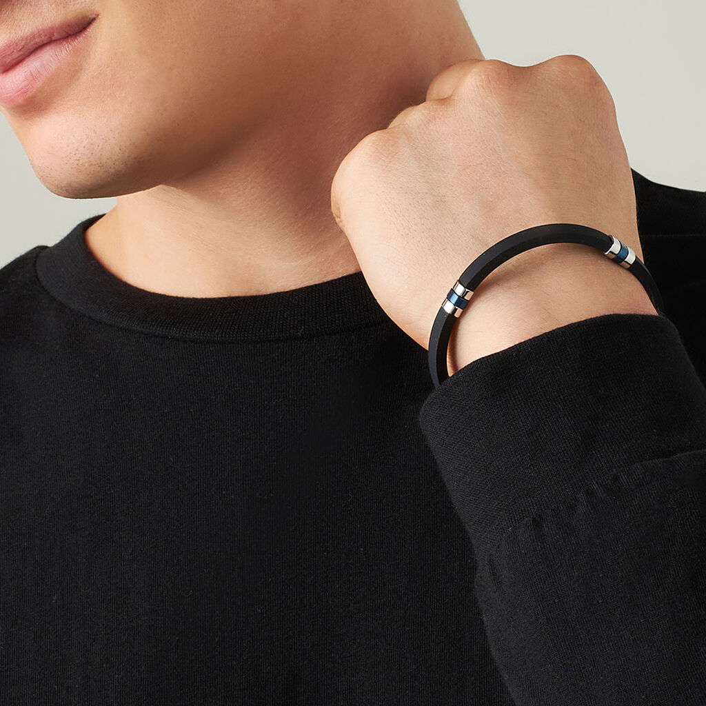 Bracciale Man Code Acciaio Bicolore Bianco / Nero - Bracciali Uomo | Stroili