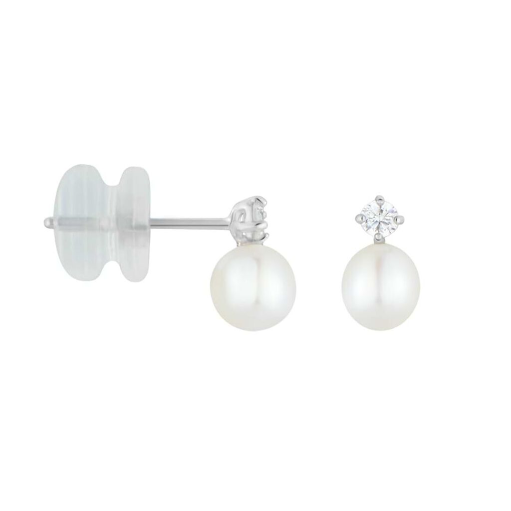 Orecchini Lobo Bon Ton Oro Bianco Perla D'Acqua Dolce Cubic Zirconia - Orecchini a Lobo Donna | Stroili