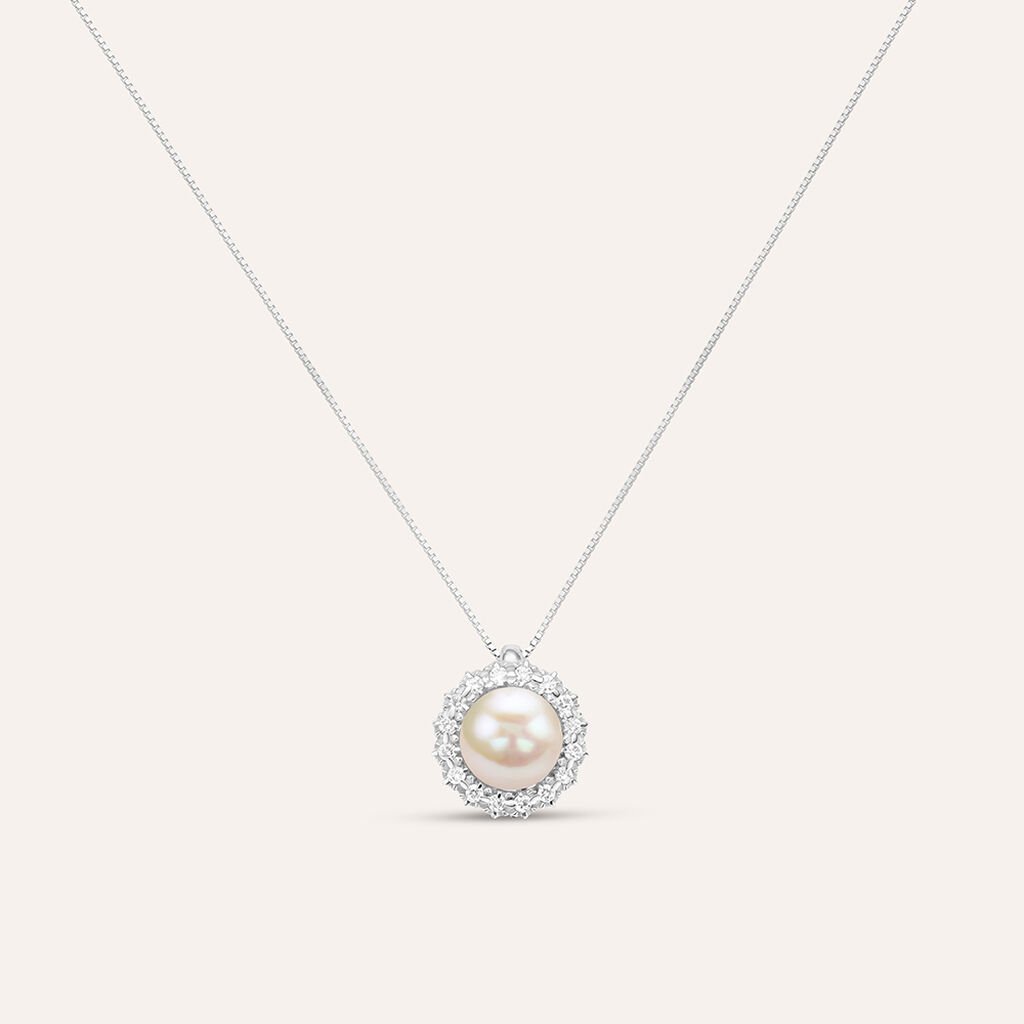 Collana Gold Pearls Oro Bianco Perla D'Acqua Dolce Diamante