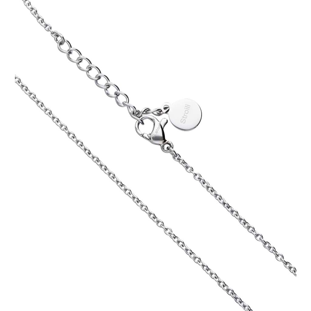 Girocollo fiore con strass in acciaio silver