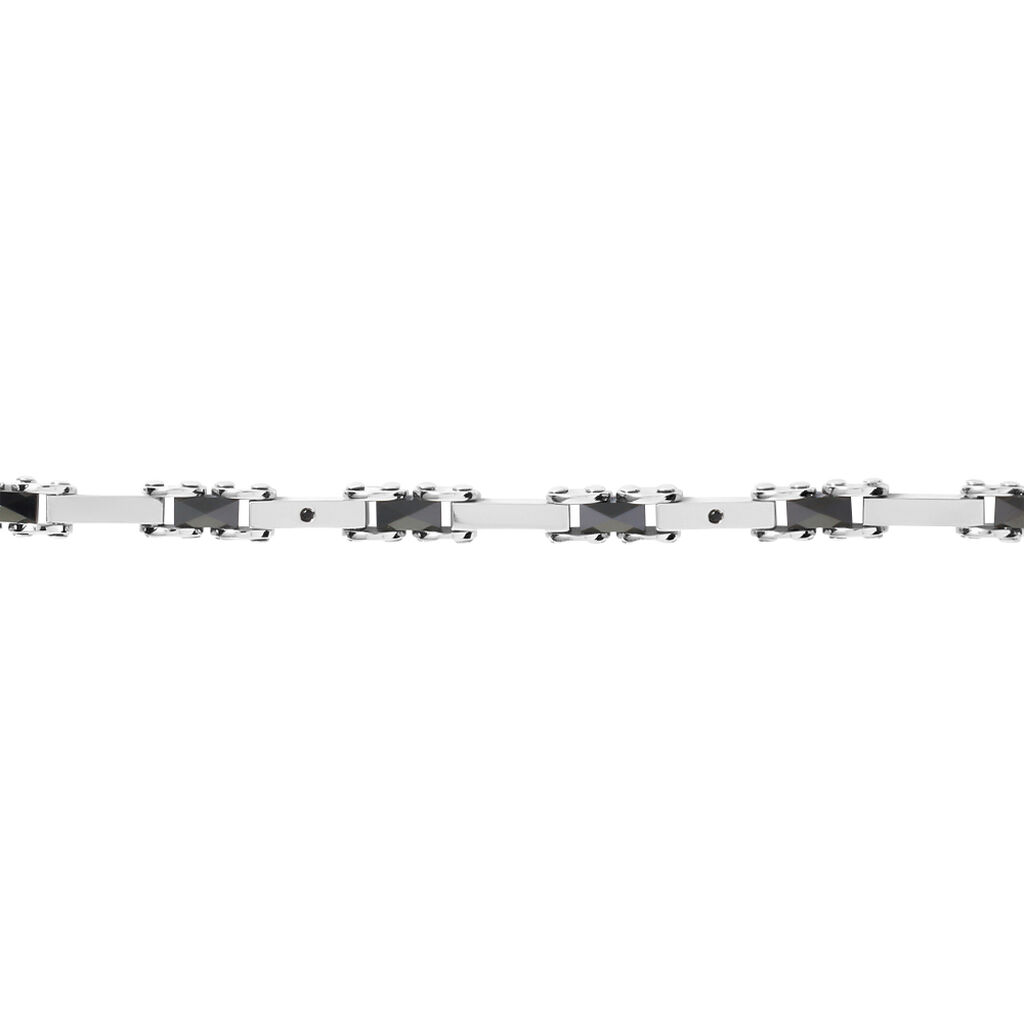 Bracciale Man Code Acciaio Bicolore Bianco / Nero Cubic Zirconia - Bracciali Uomo | Stroili