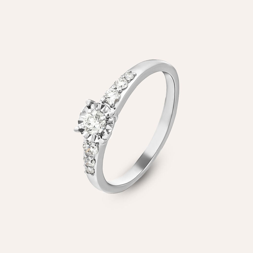 Anello Solitario Diamotion Oro Bianco Diamante