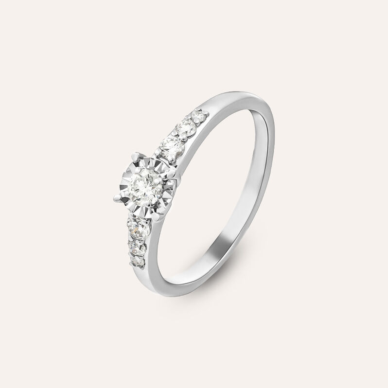 Anello Solitario Diamotion Oro Bianco Diamante - Anelli con Pietre Donna | Stroili