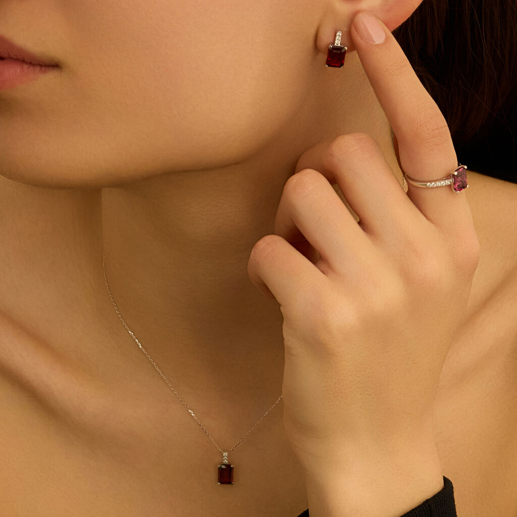 Collana Jasmine Oro Bianco Rodolite Diamante