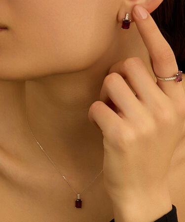 Collana Jasmine Oro Bianco Rodolite Diamante