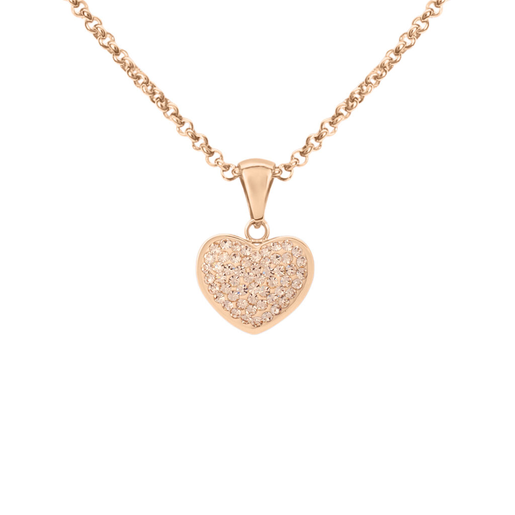 Collana Aura Acciaio Rosa Cristallo