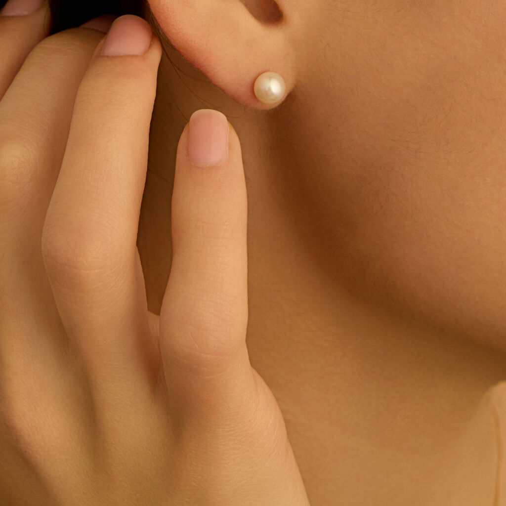 Orecchini Lobo Gabrielle Oro Giallo Perla D'Acqua Dolce