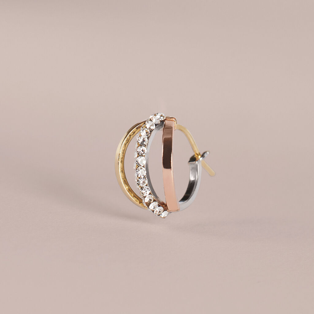 Orecchini A Cerchio Toujours Oro Tricolore Cristallo