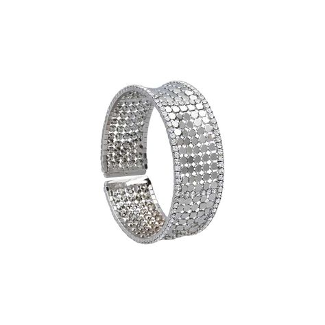 Bracciale bangle con strass in metallo rodiato color argento - Bracciali Donna | Stroili