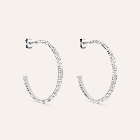 Orecchini A Cerchio Aura Acciaio Cristallo - Orecchini a Cerchio Donna | Stroili