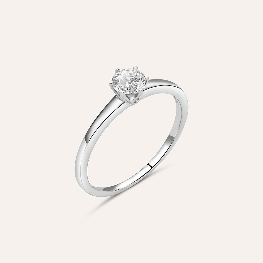 Anello Solitario Diamade Oro Bianco Diamante Lab-Grown