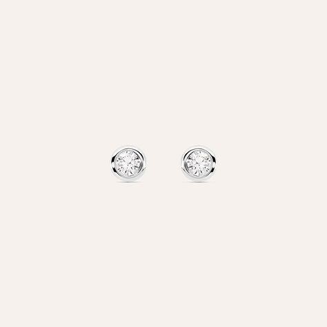Orecchini lobo punto luce in oro bianco e brillante 0.06 ct - Orecchini Pendenti Donna | Stroili