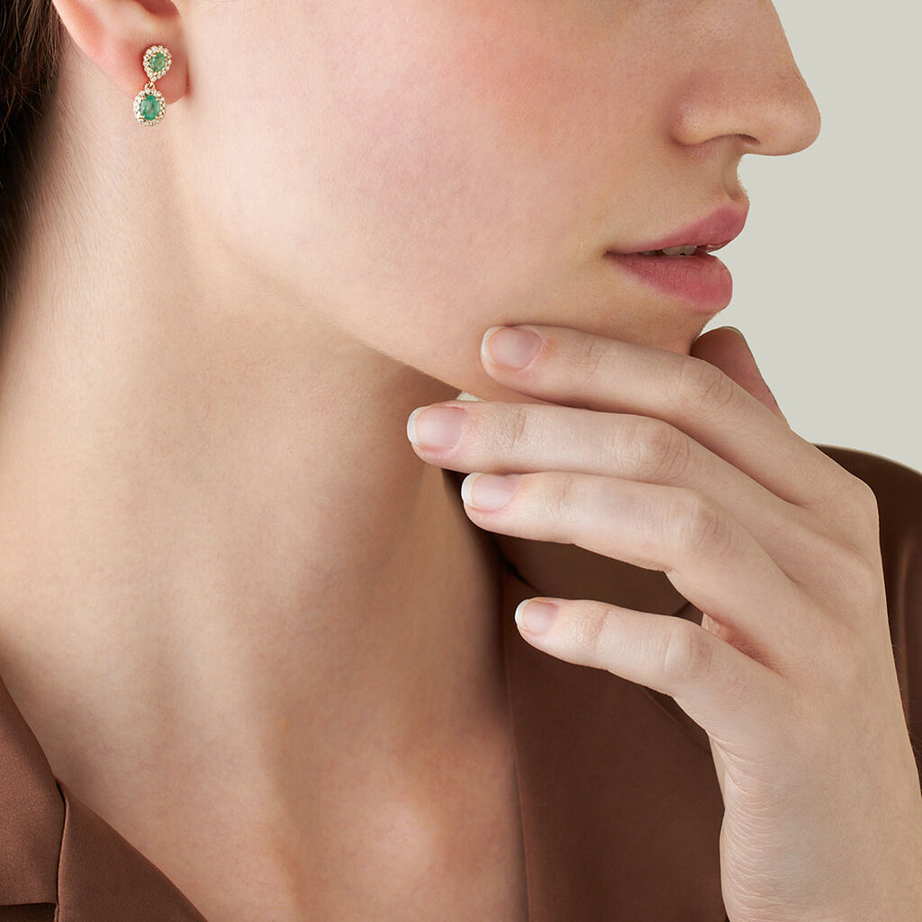 Orecchini Pendenti Charlotte Oro Giallo Smeraldo Diamante Diamante - Orecchini Pendenti Donna | Stroili