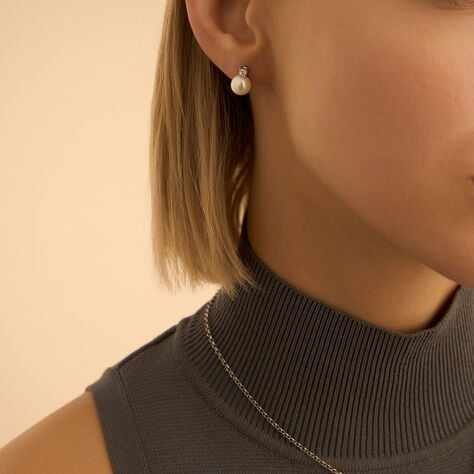 Orecchini Lobo Silver Pearls Argento Rodiato Perla sintentica Cubic Zirconia - Orecchini a Lobo Donna | Stroili