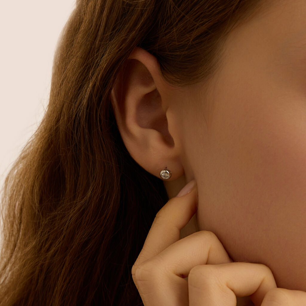 Orecchini Lobo Punto Luce Grace Oro Bianco Diamante