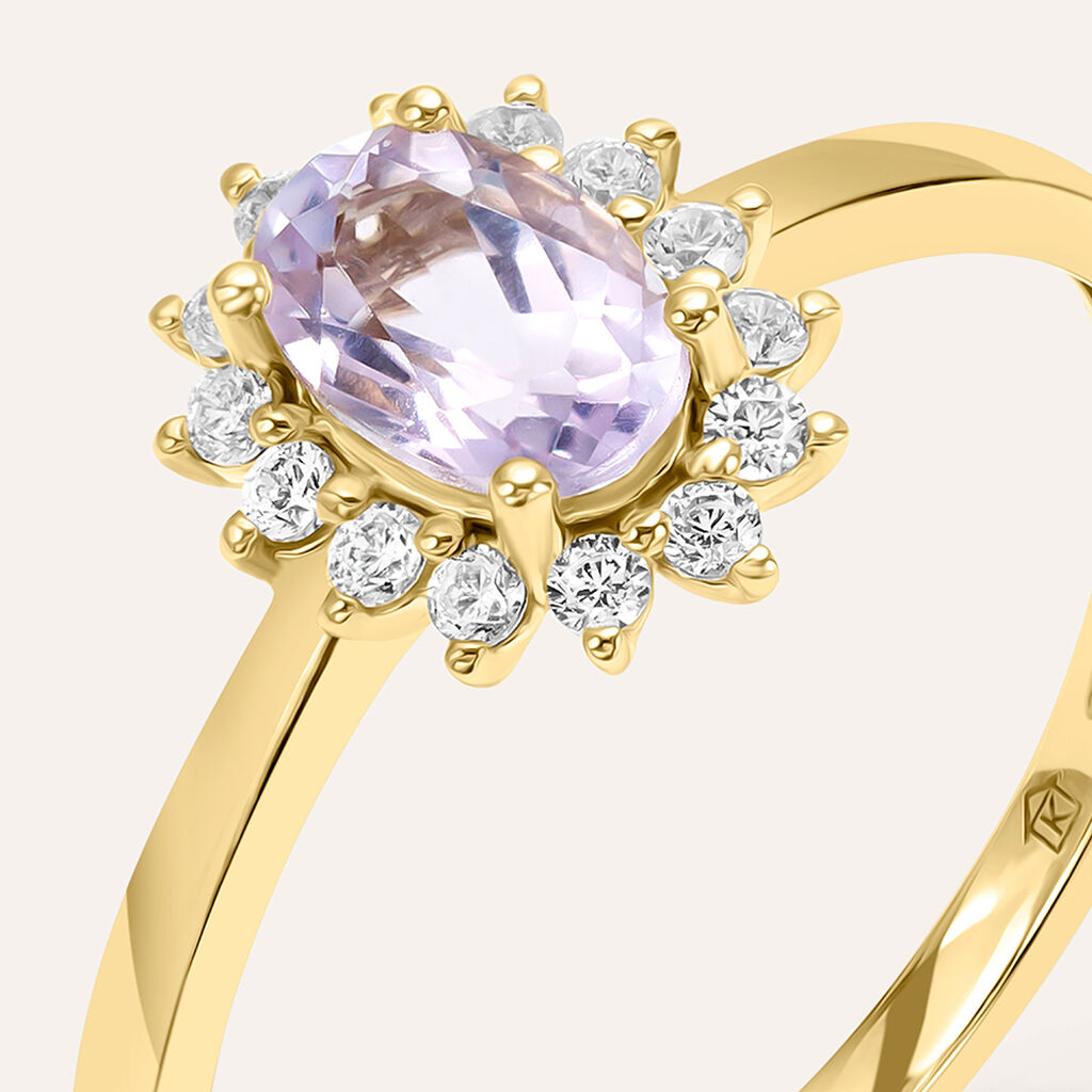 Anello Solitario Kate Amélie Oro Giallo Ametista Cubic Zirconia