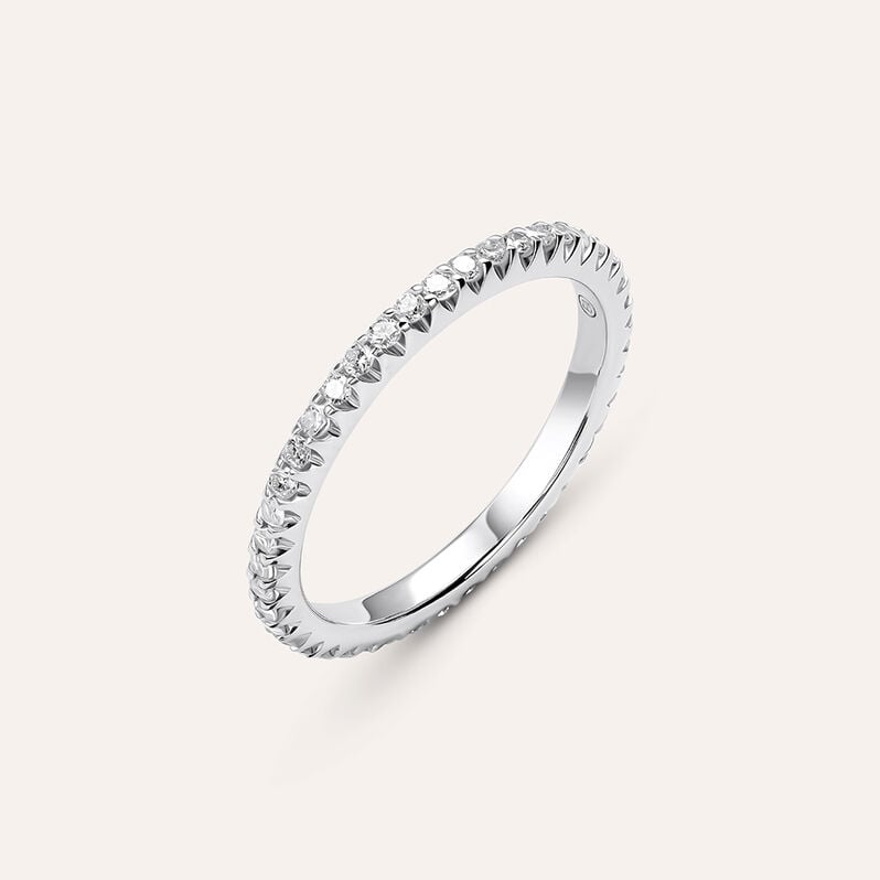 Fede Classica Eternity 2 mm Oro Bianco Diamante - Anelli con Incisione Donna | Stroili