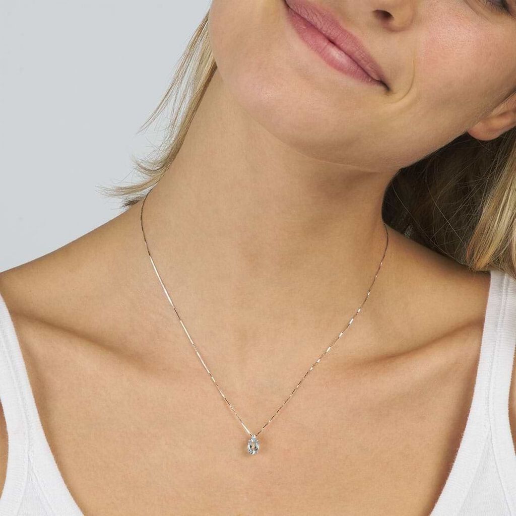 Collana Punto Luce Acquamarina Oro Bianco Acquamarina Diamante - Collane Punto Luce Donna | Stroili