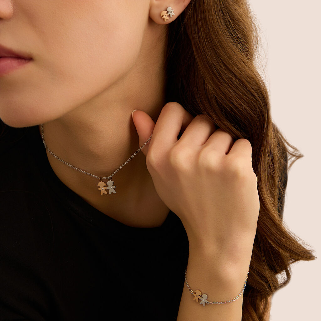 Bracciale Sunrise Acciaio Bicolore Bianco / Rosa Cristallo