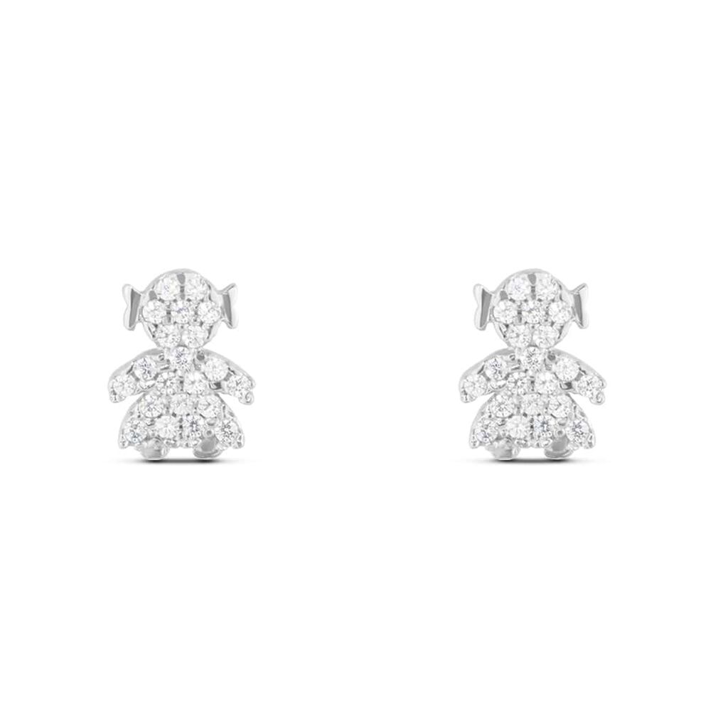 Orecchini Lobo Claire Oro Bianco Cubic Zirconia - Orecchini a Lobo Donna | Stroili