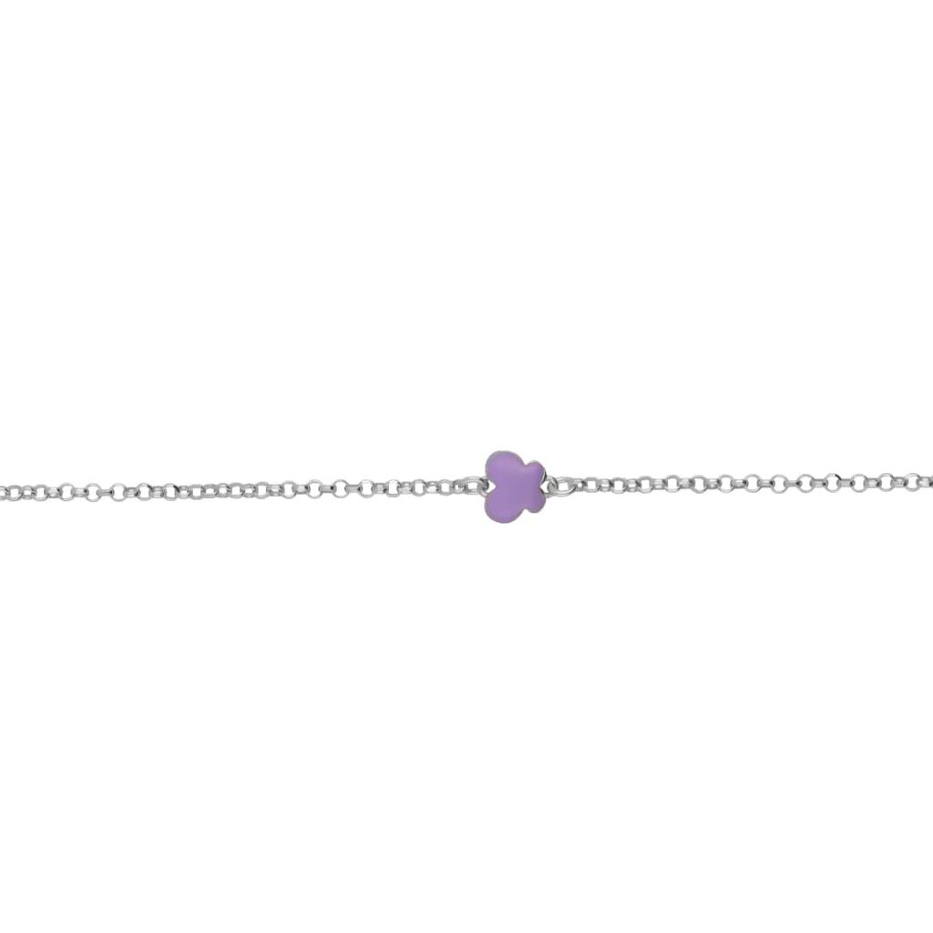 Bracciale in argento rodiato e smalto viola con simbolo farfalla - Bracciali Bambino | Stroili
