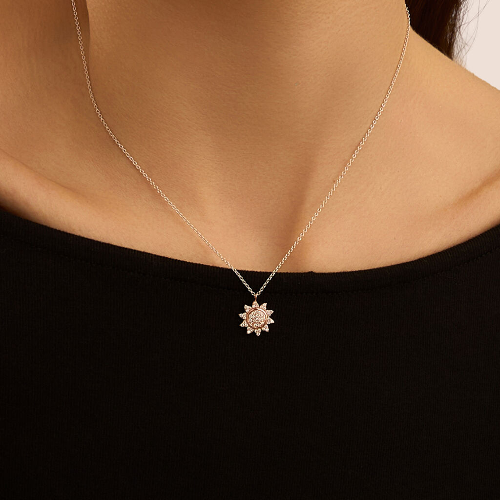 Collana Silver Moments Argento Bicolore Bianco / Rosa Cubic Zirconia