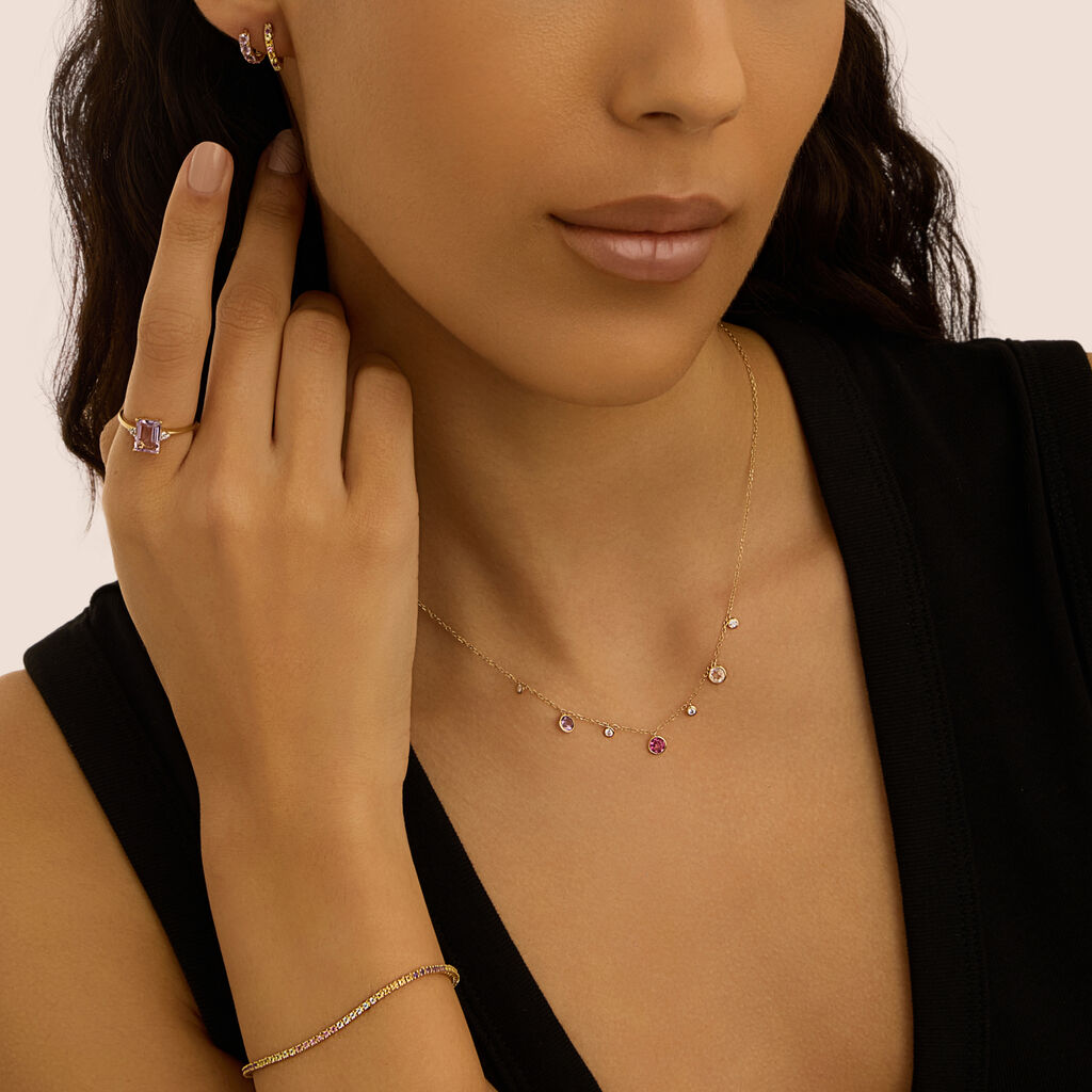 Collana Amélie Oro Giallo Topazio Quarzo Cubic Zirconia