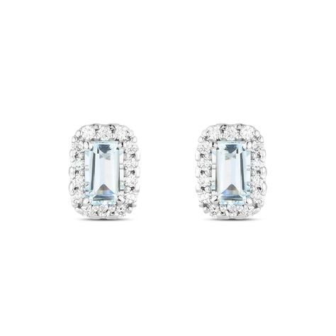 Orecchini Lobo Acquamarina Oro Bianco Acquamarina Diamante - Orecchini a Lobo Donna | Stroili