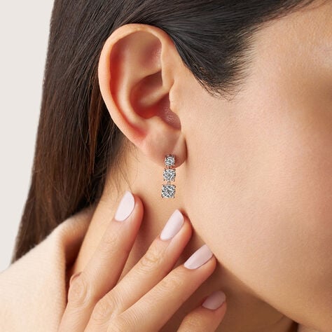 Orecchini Lobo Trilogy Petali Oro Bianco Diamante - Orecchini a Lobo Donna | Stroili
