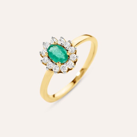 Anello Solitario Kate Charlotte Oro Giallo Smeraldo Diamante - Anelli con Pietre Donna | Stroili