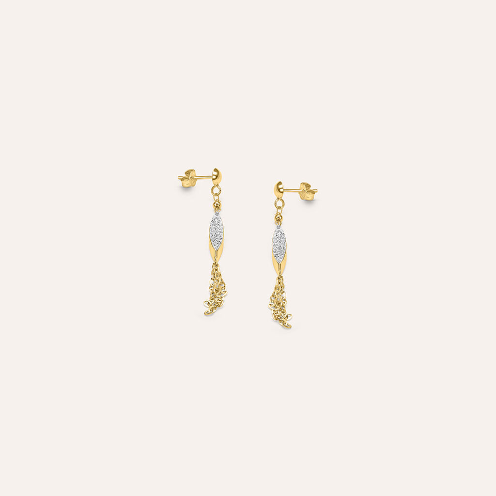 Orecchini Pendenti Crystal Gold Oro Giallo Cristallo